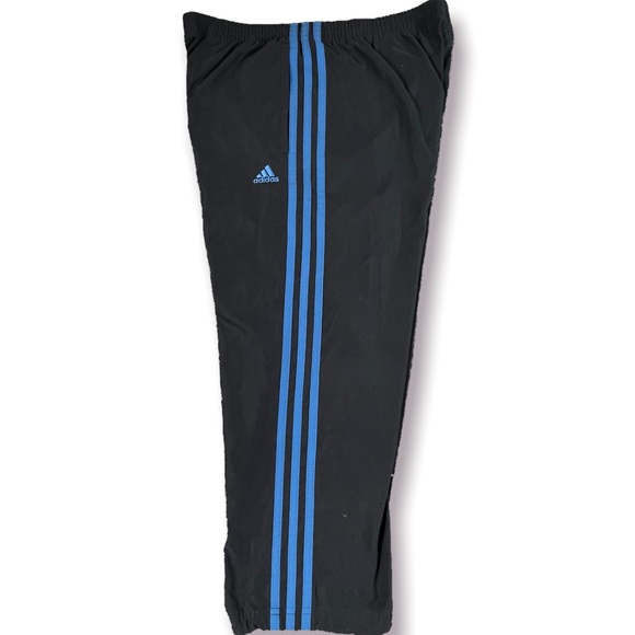 Adidas size small dark grey with blue stripes Capri pants elastic waist & ankles - Picture 8 of 15
